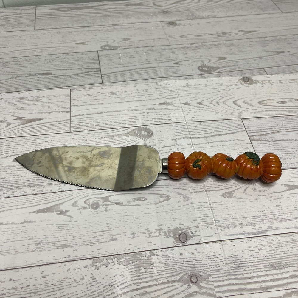 Boston Warehouse Pumpkin Handle Stainless Steel Pie Cake Server Fall Utensil